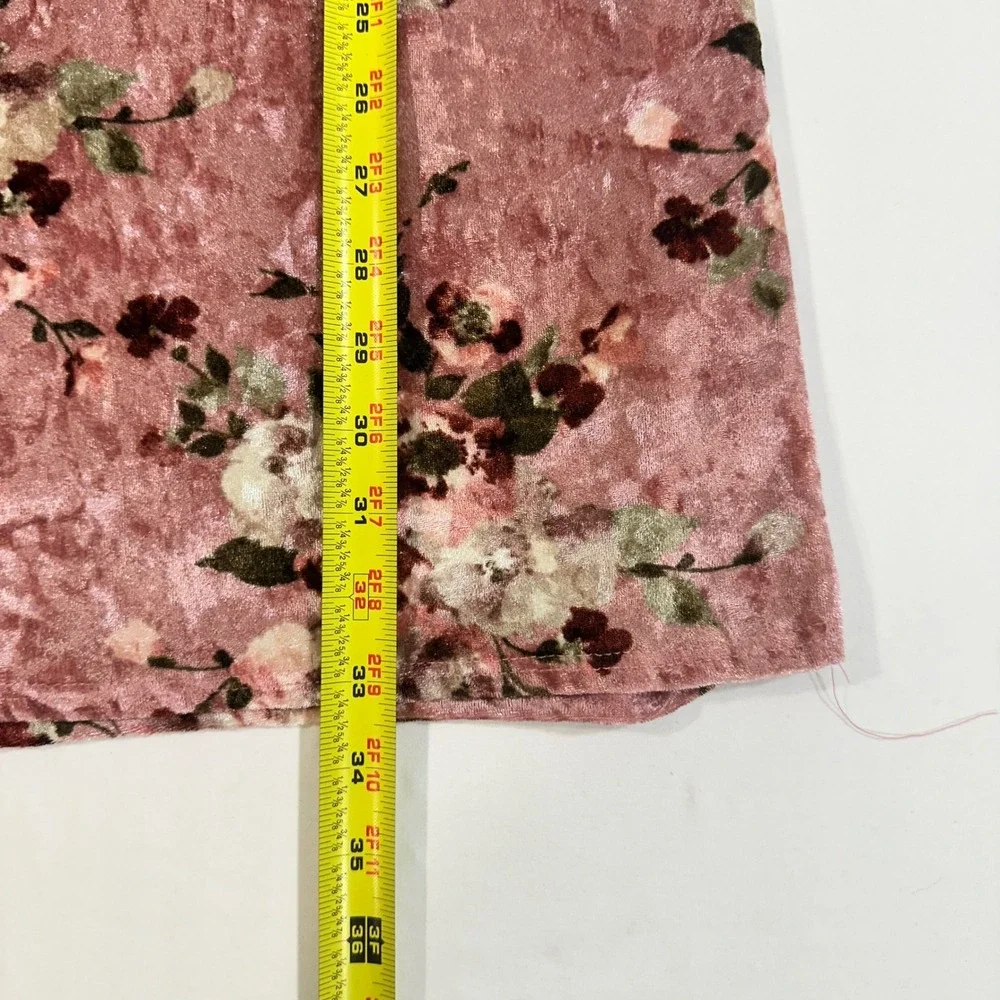 Polly & Esther Pink Floral Crushed Velvet Slip Dress Womens S Spaghetti Strap